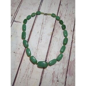 Vintage Aventurine‎ Green Stone Necklace 19" Beautiful
